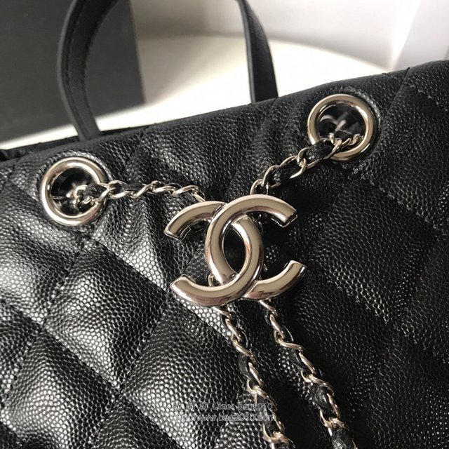 Chanel女包 香奈兒單肩包 香奈兒女包包 2019新品 黑色 小號水桶抽繩鏈條斜挎包  djc3018